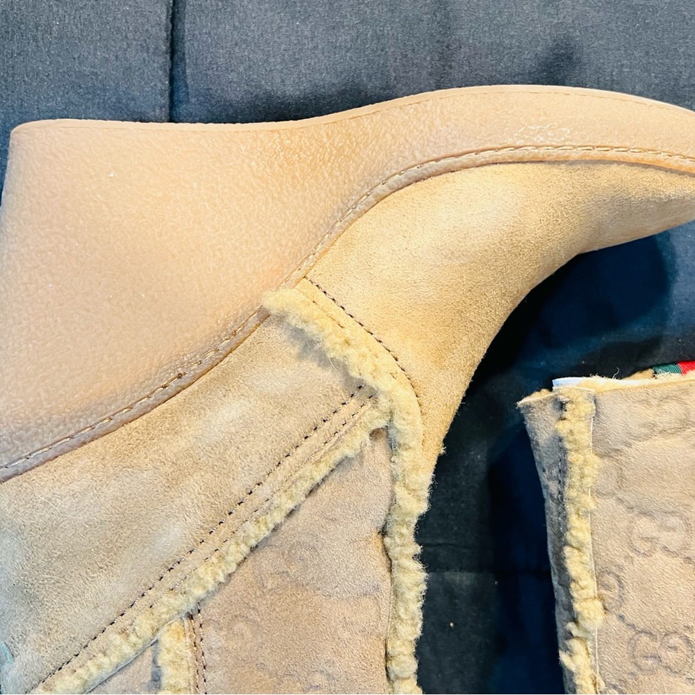 Rare Find-Vintage Gucci GG Suede Knee High Wedge Boots - Picture 6 of 13